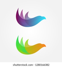 Vector abstract logo design templates in bright gradient colors - wave eagle bird - Vector