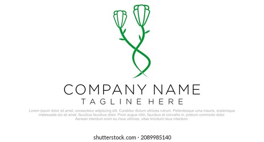 Modelos de diseño de logotipo abstracto vectorial en flor de estilo minimalista lineal de moda
