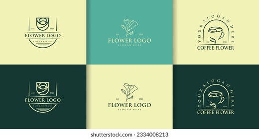 Vector abstract logo design templates in trendy linear minimal style