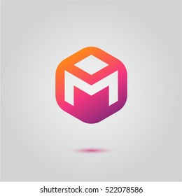 Vector abstract  logo element. Colorful icons. Modern beautiful logo for corporate style, business, mobile and web. Letter M.
