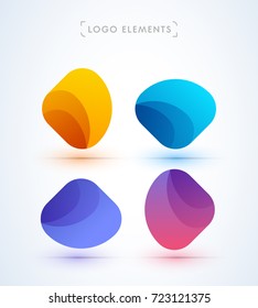 Vector abstract logo elements. Can be used as bubble, pointer, map pin, company sign. Material design