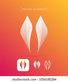 Vector abstract logo elements. Material design, flat, line art icons