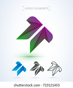 Vector abstract logo elements. Material design, flat, line art style