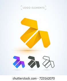 Vector abstract logo elements. Rotated letter T letter. Material design, flat, line art style