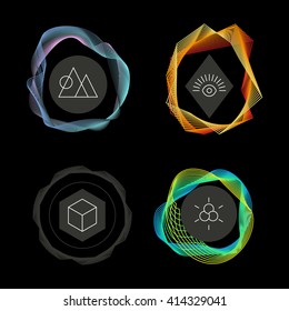 Vector abstract logo. Geometric symbols. Circle with eye. Multicolored. Outline logo. Design template. Geometric logo. Abstract logo. Vector design logo. Abstract logo