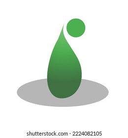 Vector of abstract logo. Green water drops over gray circle. Suitable as a corporate identity.