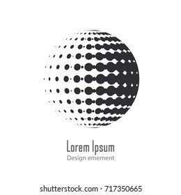 Vector abstract logo halftone design element. Color dotted sphere business logotype