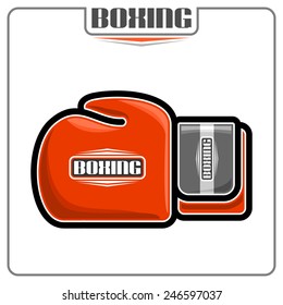 Vector abstract logo icon of a red glove Boxing club