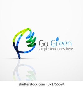 Idea de logotipo abstracto vectorial, hoja ecológica, planta natural, icono de negocio de concepto verde. Plantilla de diseño de logotipo creativo