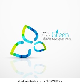Idea de logotipo abstracto vectorial, hoja ecológica, planta natural, icono de negocio de concepto verde. Plantilla de diseño de logotipo creativo