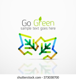 Idea de logotipo abstracto vectorial, hoja ecológica, planta natural, icono de negocio de concepto verde. Plantilla de diseño de logotipo creativo