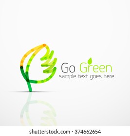 Vector abstract logo idea, eco leaf, nature plant, green concept business icon. Creative logotype design template