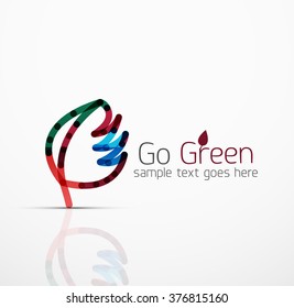 Idea de logotipo abstracto vectorial, hoja ecológica, planta natural, icono de negocio de concepto verde. Plantilla de diseño de logotipo creativo