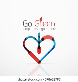 Idea de logotipo abstracto vectorial, hoja ecológica, planta natural, icono de negocio de concepto verde. Plantilla de diseño de logotipo creativo