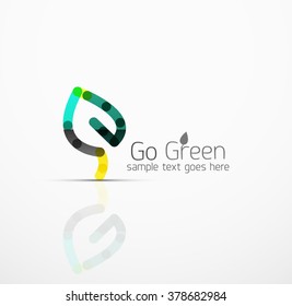 Idea de logotipo abstracto vectorial, hoja ecológica, planta natural, icono de negocio de concepto verde. Plantilla de diseño de logotipo creativo