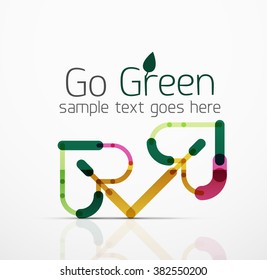 Idea de logotipo abstracto vectorial, hoja ecológica, planta natural, icono de negocio de concepto verde. Plantilla de diseño de logotipo creativo