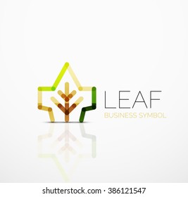 Idea de logotipo abstracto vectorial, hoja ecológica, planta natural, icono de negocio de concepto verde. Plantilla de diseño de logotipo creativo