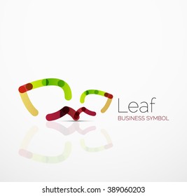 Abstrakte Vektorlogo-Idee, Öko-Blatt, Naturpflanze, Green Concept Business Icon. Creative Logotype-Design-Vorlage aus überlappenden mehrfarbigen Segmenten