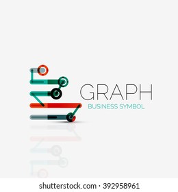 Vector abstract logo idea, linear chart or graph  business icon. Creative logotype design template made of overlapping multicolored line segments