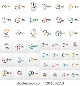 Vector abstract logo idea set, time concept or clock business icon collection. Creative logotype design template. Vector illustration