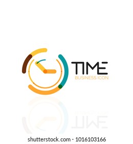 Vector abstract logo idea, time concept or clock business icon. Creative logotype design template, linear flat thin line design