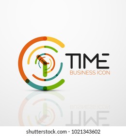 Vector abstract logo idea, time concept or clock business icon. Creative logotype design template