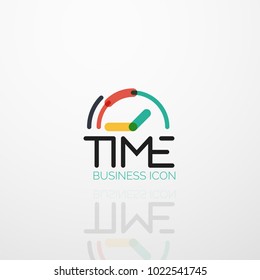 Vector abstract logo idea, time concept or clock business icon. Creative logotype design template