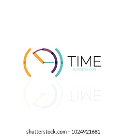 Vector abstract logo idea, time concept or clock business icon. Creative logotype design template, linear flat thin line design