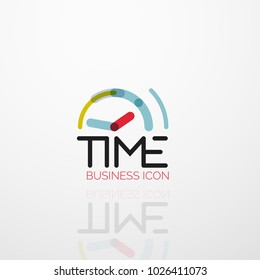 Ideia do logotipo abstrato do vetor, conceito do tempo ou ícone de negócio do relógio. Modelo de design de logotipo criativo