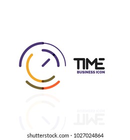 Vector abstract logo idea, time concept or clock business icon. Creative logotype design template, linear flat thin line design