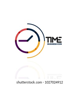 Vector abstract logo idea, time concept or clock business icon. Creative logotype design template, linear flat thin line design