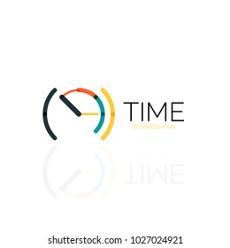 Vector abstract logo idea, time concept or clock business icon. Creative logotype design template, linear flat thin line design