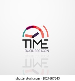 Vector abstract logo idea, time concept or clock business icon. Creative logotype design template