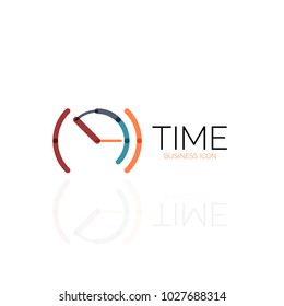 Vector abstract logo idea, time concept or clock business icon. Creative logotype design template, linear flat thin line design