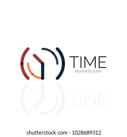 Vector abstract logo idea, time concept or clock business icon. Creative logotype design template, linear flat thin line design