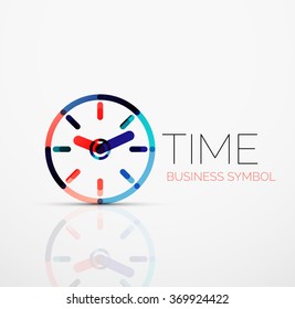Vector abstract logo idea, time concept or clock business icon. Creative logotype design template