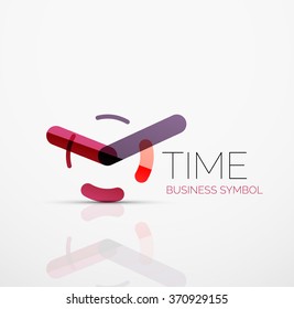 Vector abstract logo idea, time concept or clock business icon. Creative logotype design template