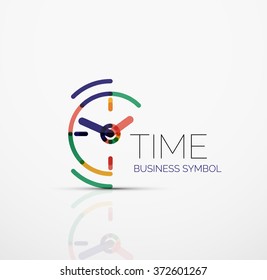 Vector abstract logo idea, time concept or clock business icon. Creative logotype design template