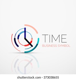 Vector abstract logo idea, time concept or clock business icon. Creative logotype design template