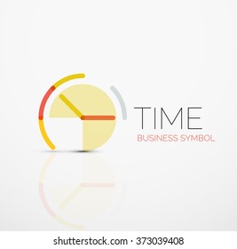 Idea del logotipo abstracto vectorial, concepto de tiempo o icono comercial del reloj. Plantilla de diseño de logotipo creativo