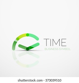 Idea del logotipo abstracto vectorial, concepto de tiempo o icono comercial del reloj. Plantilla de diseño de logotipo creativo
