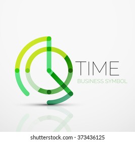 Vector abstract logo idea, time concept or clock business icon. Creative logotype design template