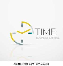 Vector abstract logo idea, time concept or clock business icon. Creative logotype design template
