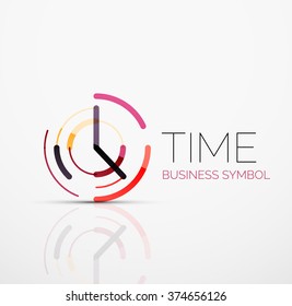 Vector abstract logo idea, time concept or clock business icon. Creative logotype design template