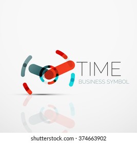 Vektorgrafik-Logo-Idee, Zeitkonzept oder Uhrensymbol. Design-Vorlage für kreative Logotypen