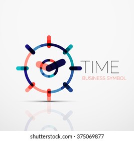 Vector abstract logo idea, time concept or clock business icon. Creative logotype design template