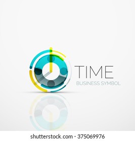 Vector abstract logo idea, time concept or clock business icon. Creative logotype design template