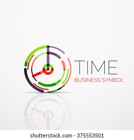 Vector abstract logo idea, time concept or clock business icon. Creative logotype design template