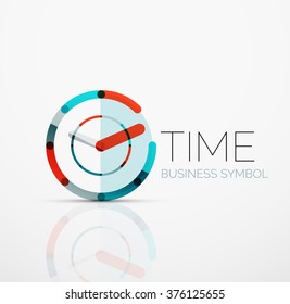 Vector abstract logo idea, time concept or clock business icon. Creative logotype design template