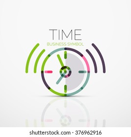 Vector abstract logo idea, time concept or clock business icon. Creative logotype design template